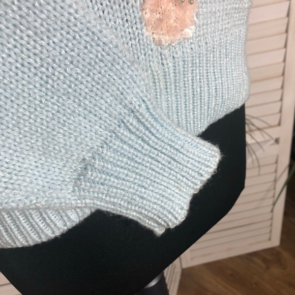 Vintage 90s Jaclyn Smith Pullover Sweater Beaded Paisley Detailing Light Blue S - Picture 12 of 15